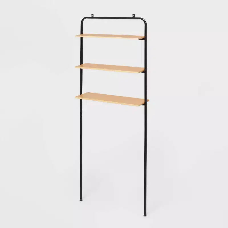 Over The Toilet Storage Black Metal and Wood - Brightroom™: Space-Saving Bathroom Organizer with 3 Fixed Shelves