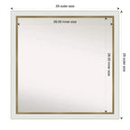 Specchio da parete stretto da bagno in EVA non smussato 29"x29" Bianco - Amanti Art: Cornice quadrata moderna in polistirene, Include accessori per il montaggio