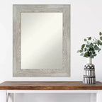 Specchio da parete senza smussatura 24" x 30" con lavaggio grigio tortora - Amanti Art: Specchio da trucco moderno rettangolare, include ferramenta per il montaggio