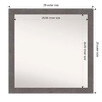 Specchio da Parete Rustico a Plancia Grigia, Senza Smusso, 76x76 cm - Amanti Art: Quadrato, Cornice in Polistirene, Montaggio a Parete