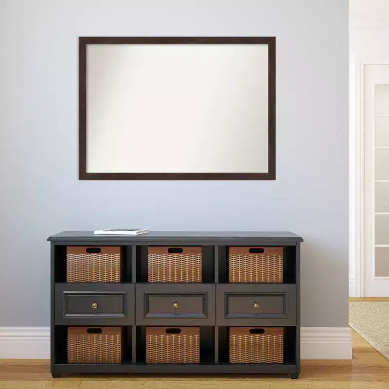 Specchio da parete in legno di noce scuro Fresco senza smussatura 41" x 30" - Amanti Art