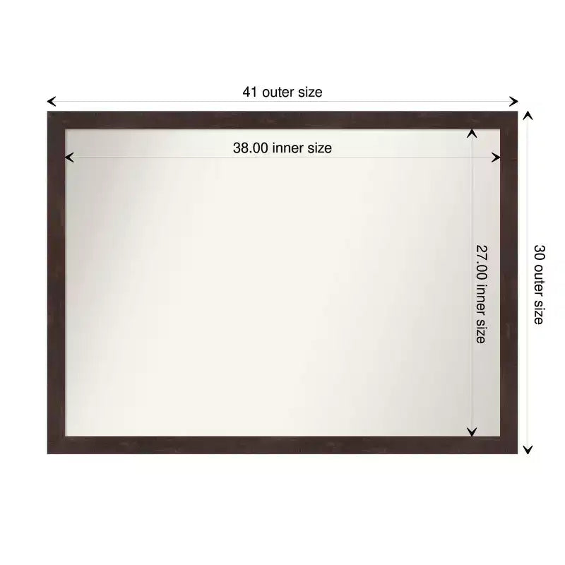 Specchio da parete in legno di noce scuro Fresco senza smussatura 41" x 30" - Amanti Art