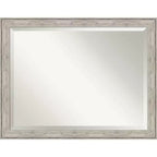 45" x 35" Crackled Metallic Framed Wall Mirror Silver - Amanti Art: Modern Rectangle Beveled, Polystyrene Frame, No Assembly Required