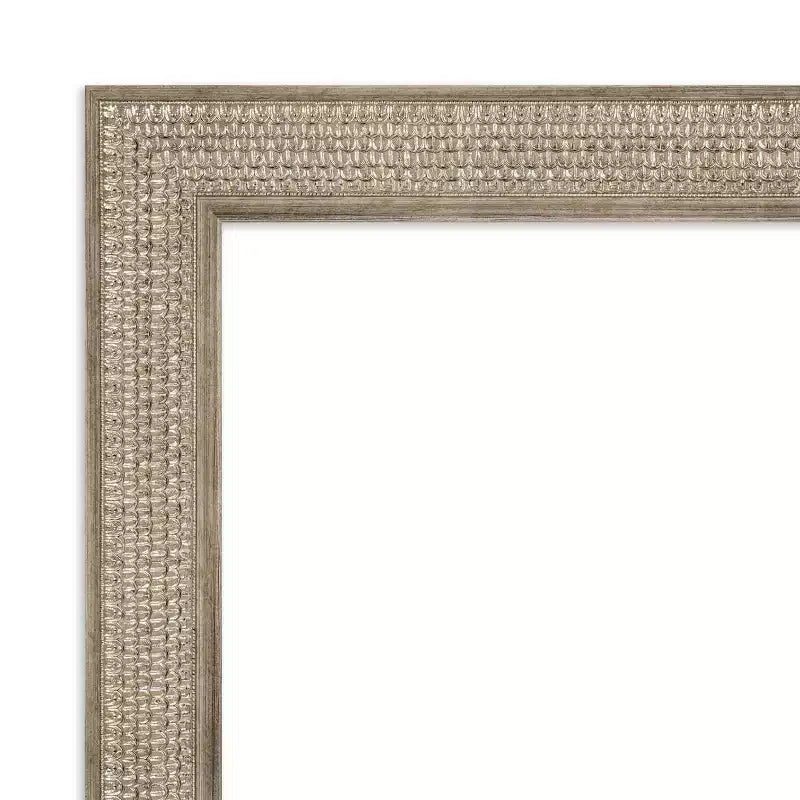Specchio da parete per bagno Amanti Art con cornice in legno argentato a traliccio da 42" x 30" (non smussato): Design rettangolare moderno, include hardware per il montaggio