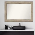Specchio da parete per bagno Amanti Art con cornice in legno argentato a traliccio da 42" x 30" (non smussato): Design rettangolare moderno, include hardware per il montaggio