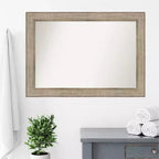 Specchio da parete per bagno Amanti Art con cornice in legno argentato a traliccio da 42" x 30" (non smussato): Design rettangolare moderno, include hardware per il montaggio