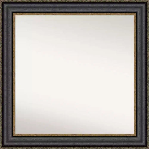 32" x 32" Non-Beveled Thomas Black Bronze Bathroom Wall Mirror - Amanti Art: Modern Square Polystyrene Frame, Includes Mount Hardware