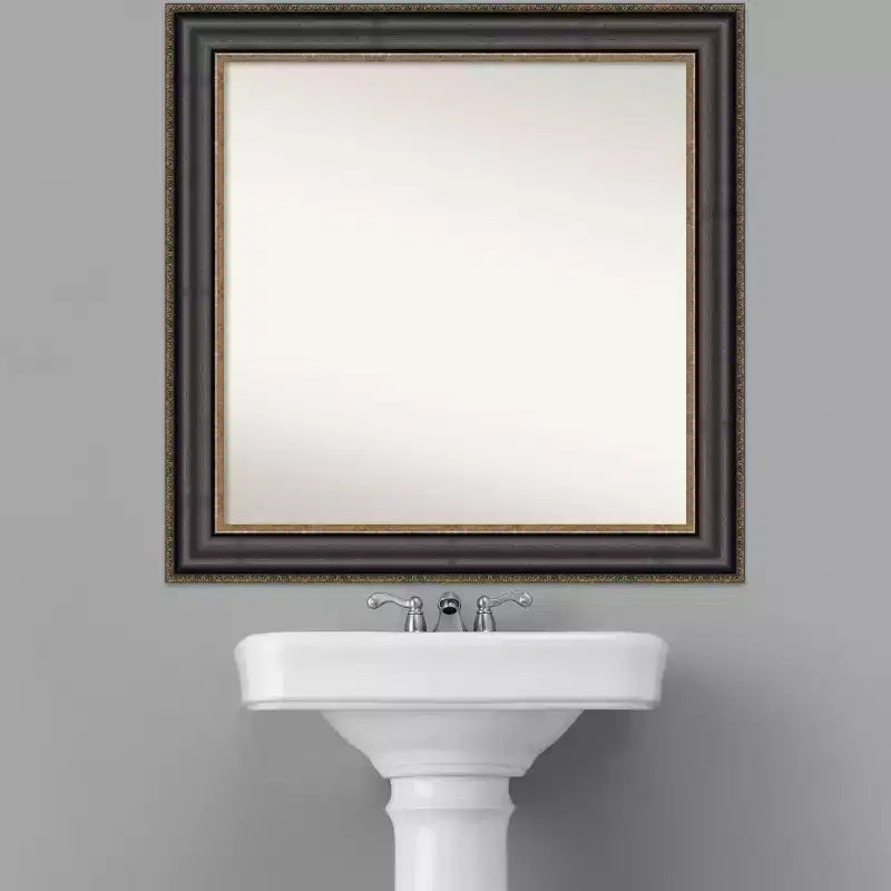 Specchio da parete per bagno Thomas nero bronzo 81 x 81 cm non smussato - Amanti Art: cornice quadrata moderna in polistirene, include accessori di montaggio