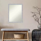 Specchio da Parete Stretto Amanti Art Grace da 50,8 x 66,04 cm senza Bordo Smussato, Finitura Nichel Spazzolato: Cornice Moderna Rettangolare in Polistirene, Include Hardware di Montaggio