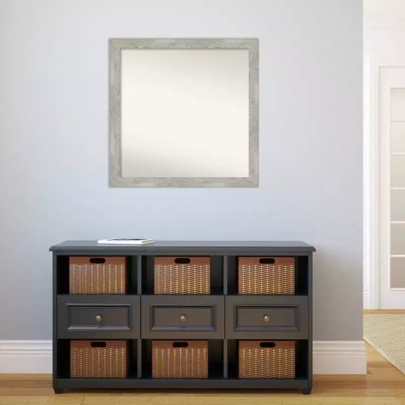 Specchio da parete stretto 30" x 30" non smussato grigio tortora lavato - Amanti Art