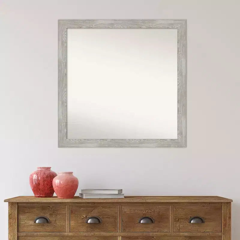 Specchio da parete stretto 30" x 30" non smussato grigio tortora lavato - Amanti Art