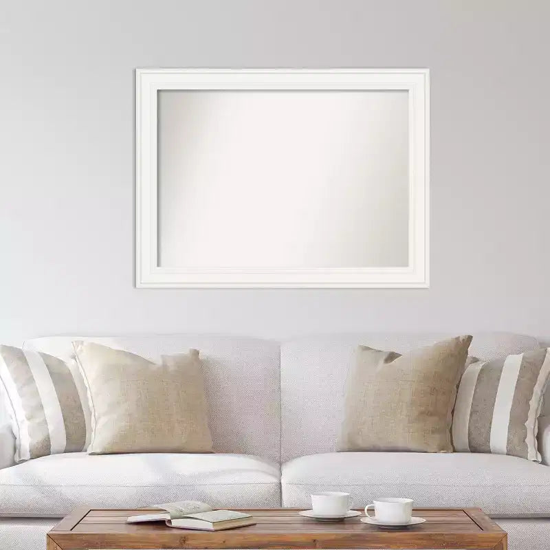 Specchio da parete bianco Amanti Art da 112 x 84 cm senza smusso - Rettangolare moderno, include accessori per il montaggio