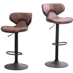 Sgabelli da Bar Regolabili Girevoli Roundhill Furniture Masaccio Upholstery Airlift con Base Cromata, Marrone Invecchiato, Set da 2