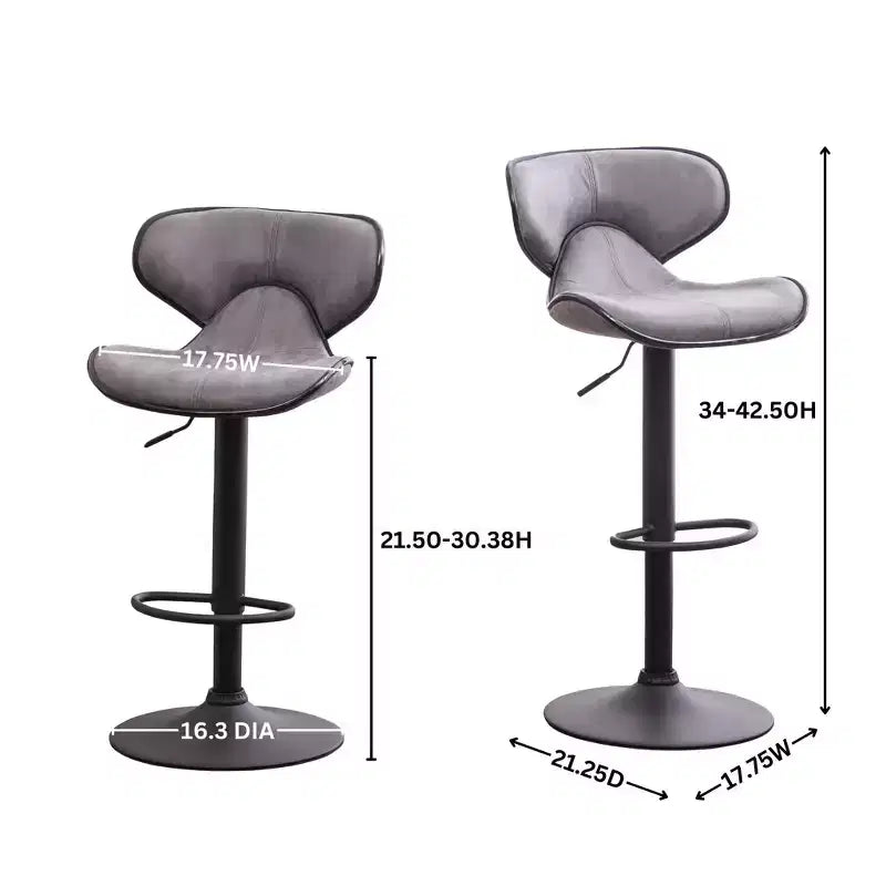Sgabelli da Bar Regolabili Girevoli Roundhill Furniture Masaccio Upholstery Airlift con Base Cromata, Marrone Invecchiato, Set da 2