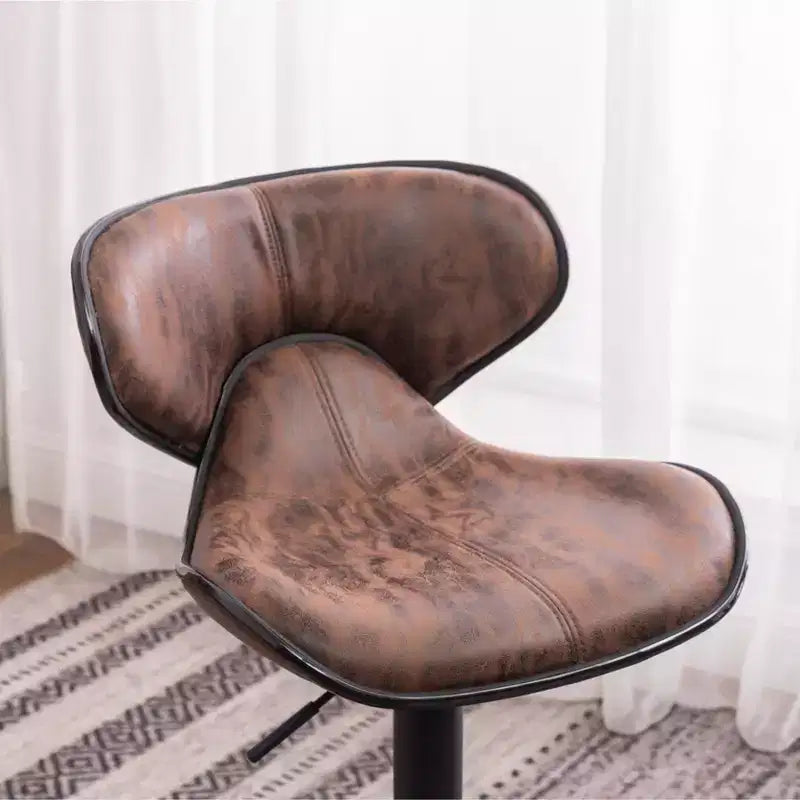 Sgabelli da Bar Regolabili Girevoli Roundhill Furniture Masaccio Upholstery Airlift con Base Cromata, Marrone Invecchiato, Set da 2