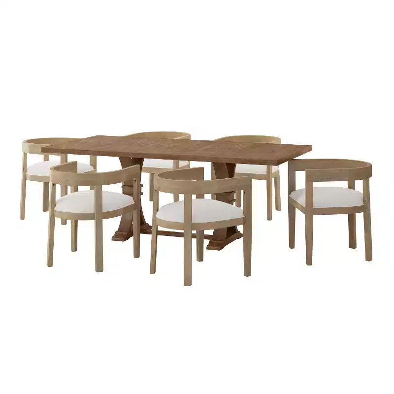 Christopher Knight Home Hudson Set da pranzo allungabile in 7 pezzi in legno imbottito con base a piedistallo