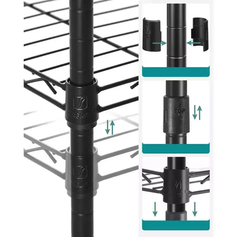 SONGMICS Scaffale a 5 Ripiani per Bagno, Scaffale per Piccoli Spazi, con 5 Fodere in PP, Gancio Rimovibile, Design Estendibile