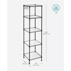 SONGMICS Scaffale a 5 Ripiani per Bagno, Scaffale per Piccoli Spazi, con 5 Fodere in PP, Gancio Rimovibile, Design Estendibile