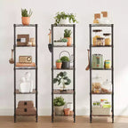 SONGMICS Scaffale a 5 Ripiani per Bagno, Scaffale per Piccoli Spazi, con 5 Fodere in PP, Gancio Rimovibile, Design Estendibile