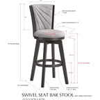 Sgabelli Girevoli King's Brand Furniture Boyce 29 Rivestiti Altezza Bancone, Set da 2, Argento/Grigio
