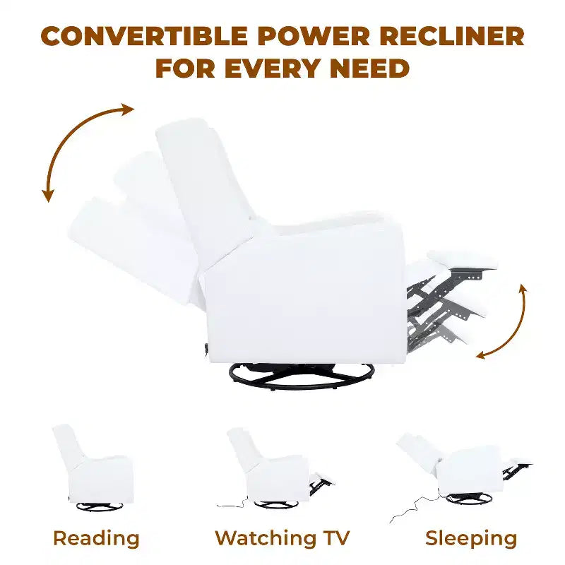 Poltrona reclinabile di lusso con movimento elettrico, ricarica USB, girevole e supporto lombare per il comfort della cameretta