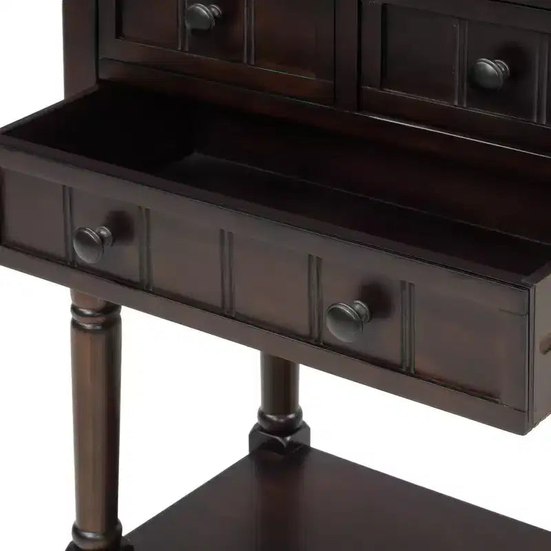 Tavolo Consolle Stretto Whisen Classic con Tre Cassetti Contenitori e Ripiano Inferiore