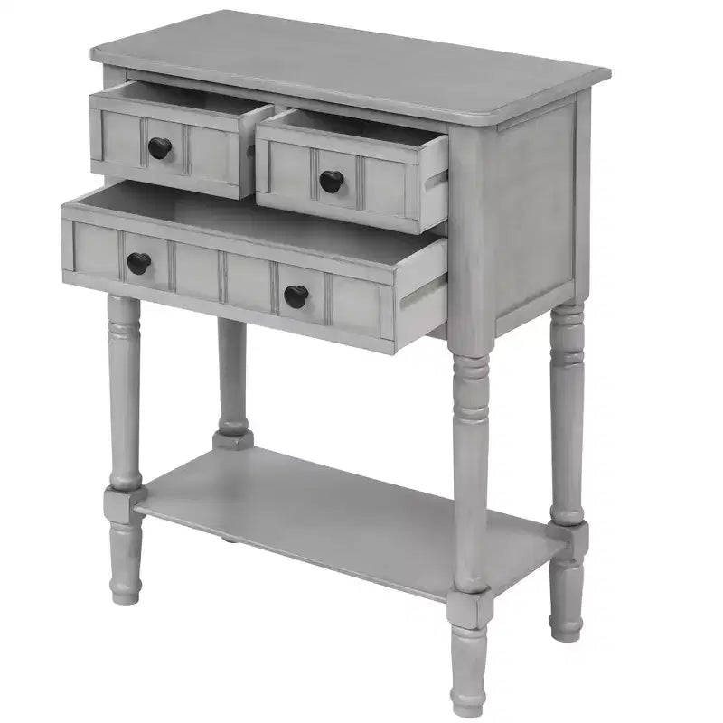 Tavolo Consolle Stretto Whisen Classic con Tre Cassetti Contenitori e Ripiano Inferiore