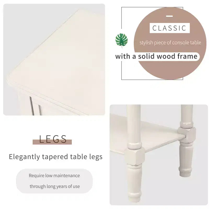 Tavolo Consolle Stretto Whisen Classic con Tre Cassetti Contenitori e Ripiano Inferiore