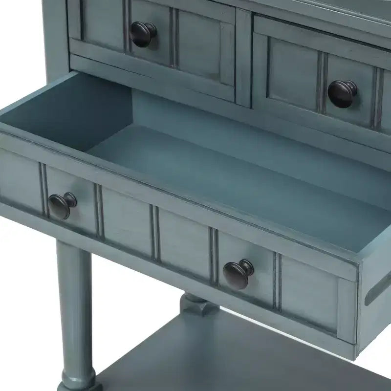 Tavolo Consolle Stretto Whisen Classic con Tre Cassetti Contenitori e Ripiano Inferiore