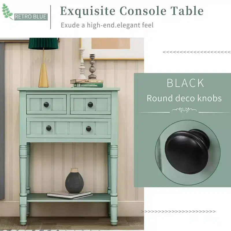 Tavolo Consolle Stretto Whisen Classic con Tre Cassetti Contenitori e Ripiano Inferiore