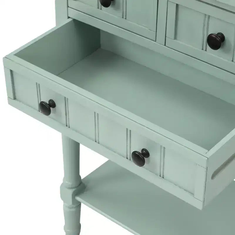 Tavolo Consolle Stretto Whisen Classic con Tre Cassetti Contenitori e Ripiano Inferiore