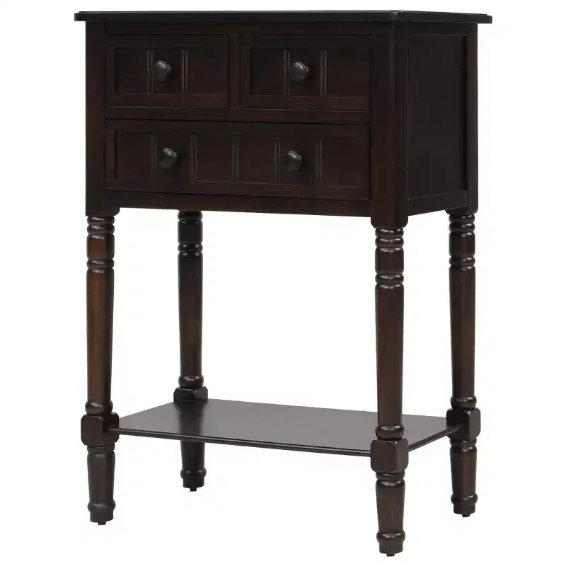 Tavolo Consolle Stretto Whisen Classic con Tre Cassetti Contenitori e Ripiano Inferiore