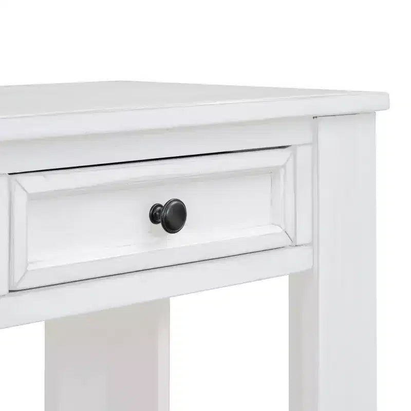 Consolle rettangolare rustica in legno Whisen con 4 cassetti e ripiano inferiore