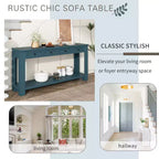 Consolle rettangolare rustica in legno Whisen con 4 cassetti e ripiano inferiore