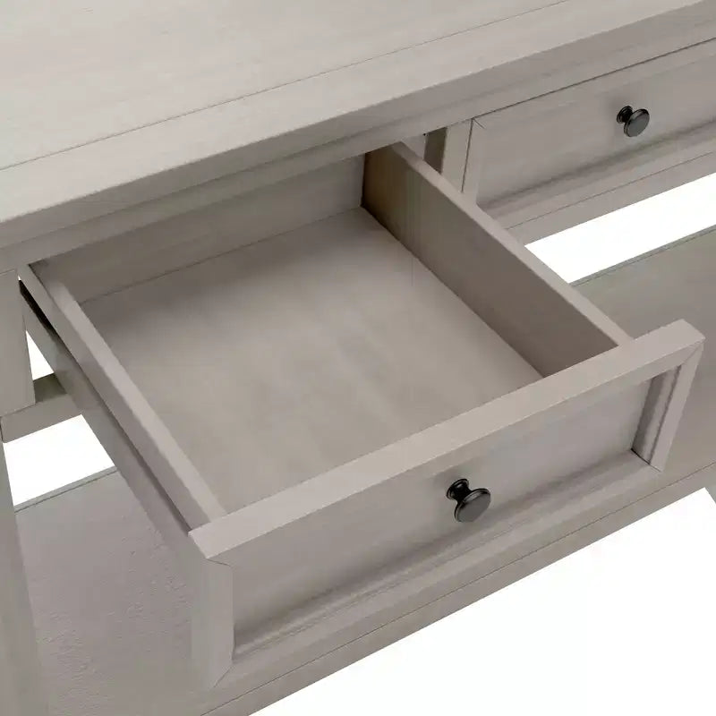 Consolle rettangolare rustica in legno Whisen con 4 cassetti e ripiano inferiore
