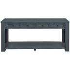 Consolle rettangolare rustica in legno Whisen con 4 cassetti e ripiano inferiore