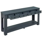 Consolle rettangolare rustica in legno Whisen con 4 cassetti e ripiano inferiore