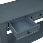 Consolle rettangolare rustica in legno Whisen con 4 cassetti e ripiano inferiore
