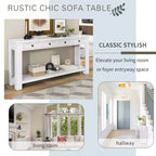 Consolle rettangolare rustica in legno Whisen con 4 cassetti e ripiano inferiore