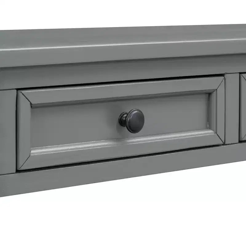 Consolle rettangolare rustica in legno Whisen con 4 cassetti e ripiano inferiore