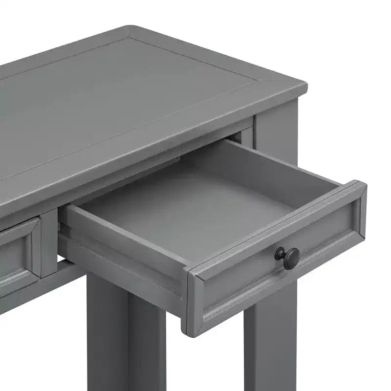 Consolle rettangolare rustica in legno Whisen con 4 cassetti e ripiano inferiore