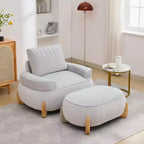 Hyleory 38.58'' Pouf Imbottito Oversize in Velluto con Gambe in Legno Massello, Poggiapiedi Grande per Camera da Letto, Soggiorno, Sala Allattamento