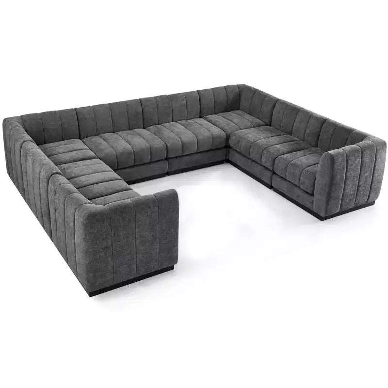 Divano componibile a sezione trasversale a U in ciniglia 192, set di divani modulari di grandi dimensioni a 8 posti per soggiorno e ufficio-Morden Fort