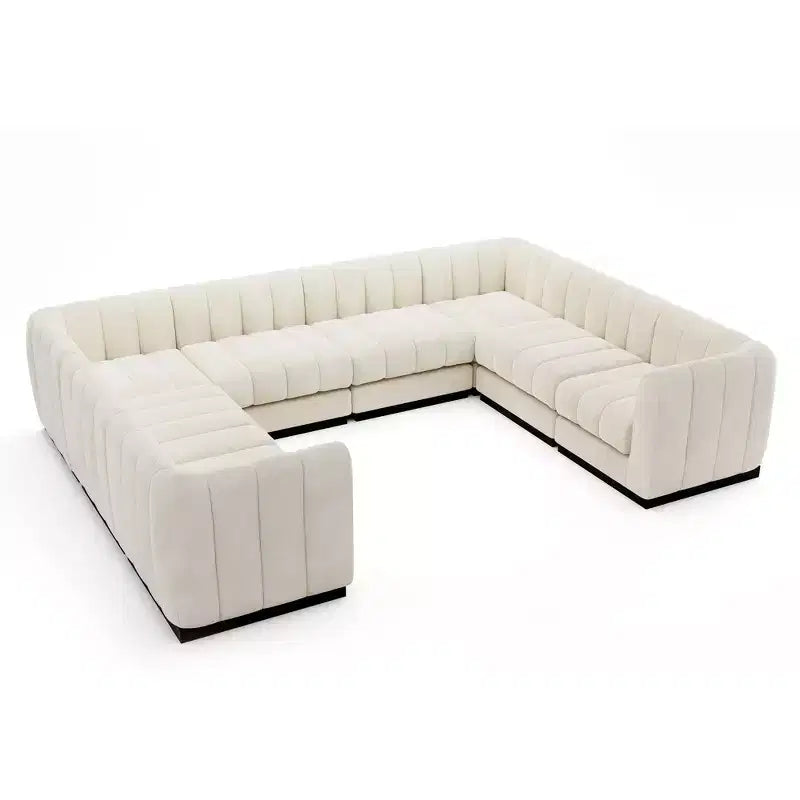 Divano componibile a sezione trasversale a U in ciniglia 192, set di divani modulari di grandi dimensioni a 8 posti per soggiorno e ufficio-Morden Fort