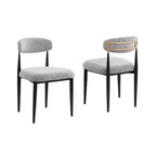 Set Sala da Pranzo Morden Fort Moderno Composto da Tavolo da Pranzo a 5 Pezzi in Finto Marmo con Sedie Senza Braccioli in Bouclé Grigie per Cucina