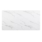 Set Sala da Pranzo Morden Fort Moderno Composto da Tavolo da Pranzo a 5 Pezzi in Finto Marmo con Sedie Senza Braccioli in Bouclé Grigie per Cucina