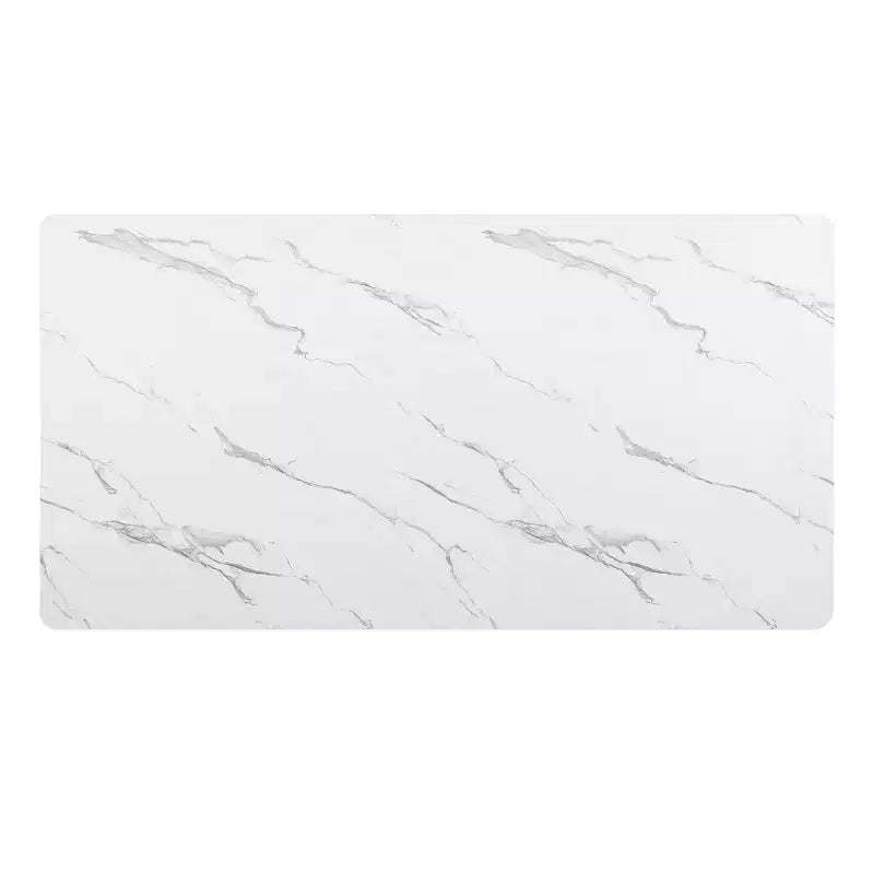 Set Sala da Pranzo Morden Fort Moderno Composto da Tavolo da Pranzo a 5 Pezzi in Finto Marmo con Sedie Senza Braccioli in Bouclé Grigie per Cucina