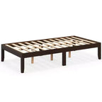 Costway Telaio Letto a Piattaforma in Legno 14 per Materasso Matrimoniale/Una Piazza e Mezza/Queen con Gambe in Legno di Caucciù e Contenitore Sotto il Letto Marrone