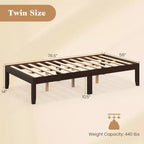 Costway Telaio Letto a Piattaforma in Legno 14 per Materasso Matrimoniale/Una Piazza e Mezza/Queen con Gambe in Legno di Caucciù e Contenitore Sotto il Letto Marrone
