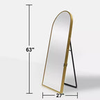 PexFix 38 pollici L. x 71 pollici A. Specchio a Figura Intera Curvo Autoportante, Specchio da Parete con Cornice in Metallo, Specchio Grande da Terra, Oro